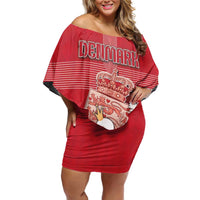 Personalized Denmark Off Shoulder Short Dress Mute Swan With Symbol - Wonder Print Shop