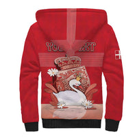 Personalized Denmark Sherpa Hoodie Mute Swan With Symbol - Wonder Print Shop