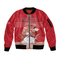 Personalized Denmark Sleeve Zip Bomber Jacket Mute Swan With Symbol - Wonder Print Shop