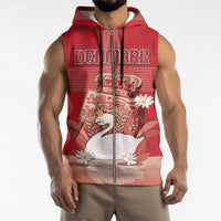 Personalized Denmark Sleeveless Zip Hoodie Mute Swan With Symbol - Wonder Print Shop