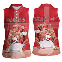 Personalized Denmark Women Sleeveless Polo Shirt Mute Swan With Symbol - Wonder Print Shop
