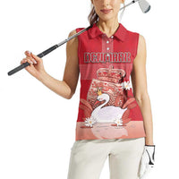 Personalized Denmark Women Sleeveless Polo Shirt Mute Swan With Symbol - Wonder Print Shop