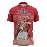 Personalized Denmark Zipper Polo Shirt Mute Swan With Symbol - Wonder Print Shop