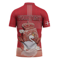 Personalized Denmark Zipper Polo Shirt Mute Swan With Symbol - Wonder Print Shop