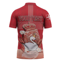 Personalized Denmark Zipper Polo Shirt Mute Swan With Symbol - Wonder Print Shop
