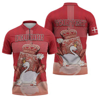 Personalized Denmark Zipper Polo Shirt Mute Swan With Symbol - Wonder Print Shop