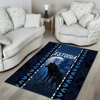Estonia Area Rug Night Wolf With Pattern - Wonder Print Shop