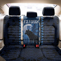 Estonia Back Car Seat Cover Night Wolf With Pattern - Wonder Print Shop