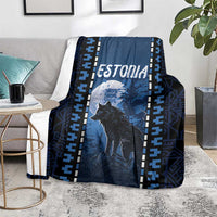 Estonia Blanket Night Wolf With Pattern - Wonder Print Shop