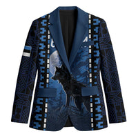 Personalized Estonia Blazer Night Wolf With Pattern - Wonder Print Shop