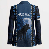 Personalized Estonia Blazer Night Wolf With Pattern - Wonder Print Shop