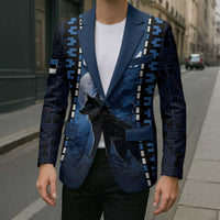 Personalized Estonia Blazer Night Wolf With Pattern - Wonder Print Shop