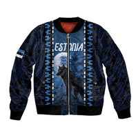 Personalized Estonia Bomber Jacket Night Wolf With Pattern - Wonder Print Shop