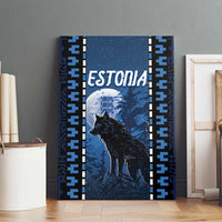 Estonia Canvas Wall Art Night Wolf With Pattern - Wonder Print Shop