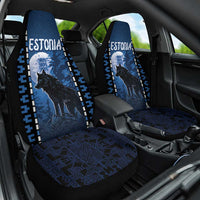 Estonia Car Seat Cover Night Wolf With Pattern - Wonder Print Shop