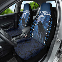 Estonia Car Seat Cover Night Wolf With Pattern - Wonder Print Shop