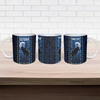 Personalized Estonia Ceramic Mug Night Wolf With Pattern - Wonder Print Shop