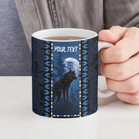 Personalized Estonia Ceramic Mug Night Wolf With Pattern - Wonder Print Shop