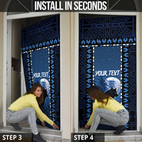 Estonia Door Cover Night Wolf With Pattern - Wonder Print Shop
