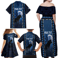 Personalized Estonia Family Matching Off Shoulder Maxi Dress and Hawaiian Shirt Night Wolf With Pattern - Wonder Print Shop
