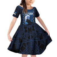 Personalized Estonia Family Matching Off Shoulder Short Dress and Hawaiian Shirt Night Wolf With Pattern - Wonder Print Shop