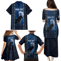 Personalized Estonia Family Matching Puletasi and Hawaiian Shirt Night Wolf With Pattern - Wonder Print Shop