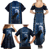 Personalized Estonia Family Matching Summer Maxi Dress and Hawaiian Shirt Night Wolf With Pattern - Wonder Print Shop
