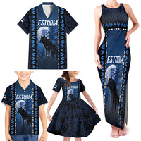 Personalized Estonia Family Matching Tank Maxi Dress and Hawaiian Shirt Night Wolf With Pattern - Wonder Print Shop