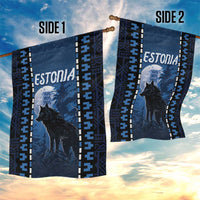 Estonia Garden Flag Night Wolf With Pattern - Wonder Print Shop