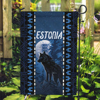 Estonia Garden Flag Night Wolf With Pattern - Wonder Print Shop