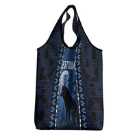 Estonia Grocery Bag Night Wolf With Pattern - Wonder Print Shop
