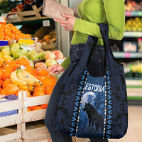 Estonia Grocery Bag Night Wolf With Pattern - Wonder Print Shop