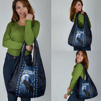 Estonia Grocery Bag Night Wolf With Pattern - Wonder Print Shop