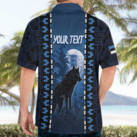 Personalized Estonia Hawaiian Shirt Night Wolf With Pattern - Wonder Print Shop