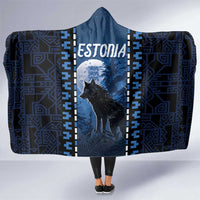 Estonia Hooded Blanket Night Wolf With Pattern - Wonder Print Shop