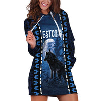 Personalized Estonia Hoodie Dress Night Wolf With Pattern - Wonder Print Shop
