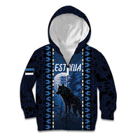 Personalized Estonia Kid Hoodie Night Wolf With Pattern - Wonder Print Shop