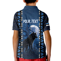 Personalized Estonia Kid Polo Shirt Night Wolf With Pattern - Wonder Print Shop