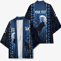 Personalized Estonia Kimono Night Wolf With Pattern - Wonder Print Shop