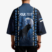Personalized Estonia Kimono Night Wolf With Pattern - Wonder Print Shop