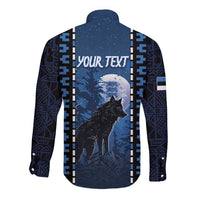 Personalized Estonia Long Sleeve Button Shirt Night Wolf With Pattern - Wonder Print Shop