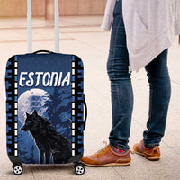 Estonia Luggage Cover Night Wolf With Pattern - Wonder Print Shop