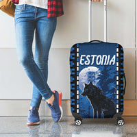Estonia Luggage Cover Night Wolf With Pattern - Wonder Print Shop