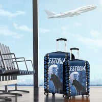 Estonia Luggage Cover Night Wolf With Pattern - Wonder Print Shop