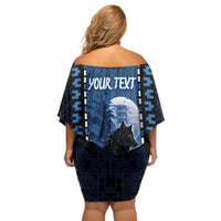 Personalized Estonia Off Shoulder Short Dress Night Wolf With Pattern - Wonder Print Shop