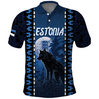 Personalized Estonia Polo Shirt Night Wolf With Pattern - Wonder Print Shop