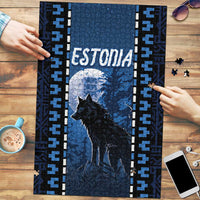 Estonia Puzzle Night Wolf With Pattern - Wonder Print Shop