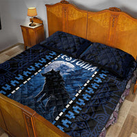 Estonia Quilt Bed Set Night Wolf With Pattern - Wonder Print Shop
