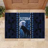 Estonia Rubber Doormat Night Wolf With Pattern - Wonder Print Shop
