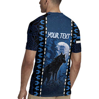 Personalized Estonia Rugby Jersey Night Wolf With Pattern - Wonder Print Shop